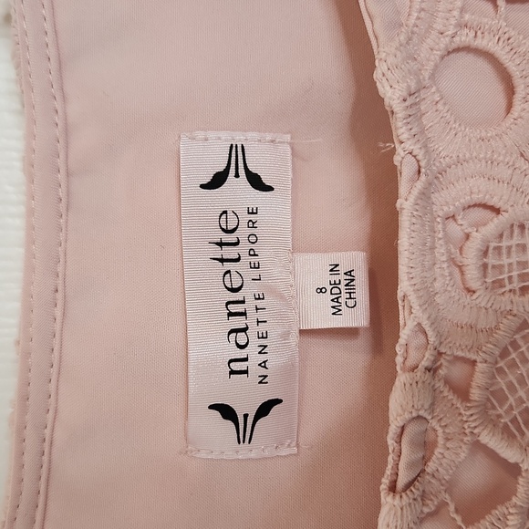 Nanette Lapore lace dress bell tulip sleeves wedding summer blush powder pink - Picture 7 of 9